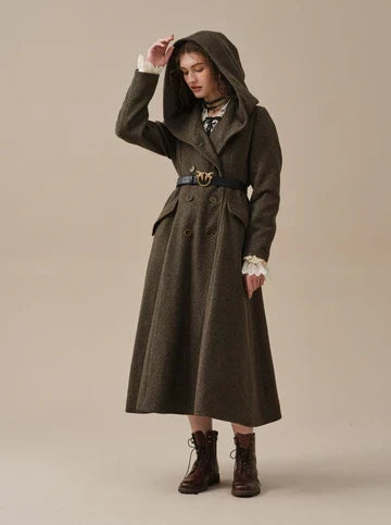 Grandkicks - 100% Twill Wool Hooded Coat