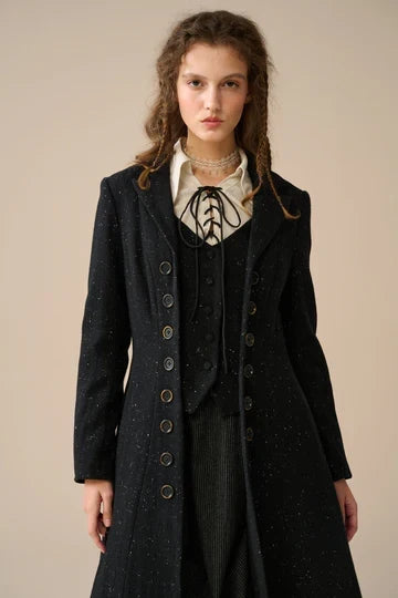 Grandkicks - Women's Layered Vest-Style 100% Wool Coat