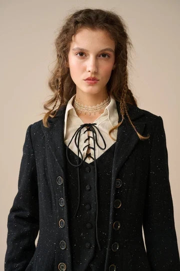 Grandkicks - Women's Layered Vest-Style 100% Wool Coat