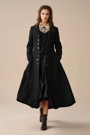 Grandkicks - Women's Layered Vest-Style 100% Wool Coat