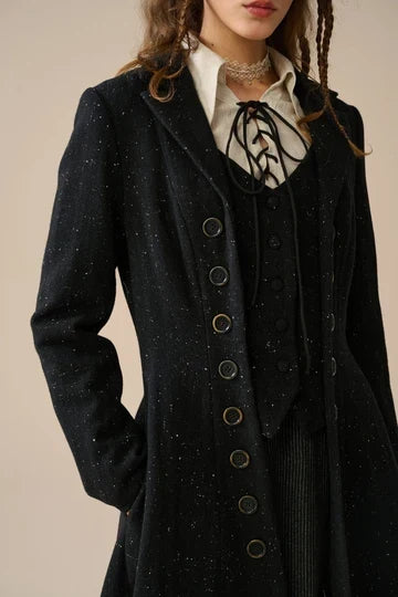 Grandkicks - Women's Layered Vest-Style 100% Wool Coat